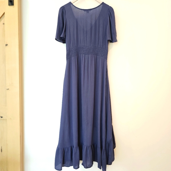 Midi hi low navy blue dress button detail sz Small - Picture 8 of 12